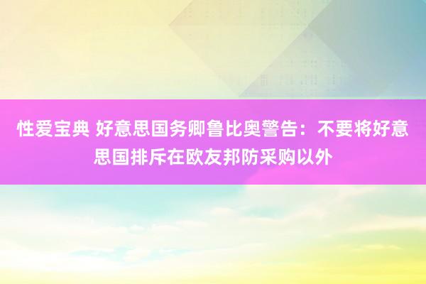 性爱宝典 好意思国务卿鲁比奥警告：不要将好意思国排斥在欧友邦防采购以外